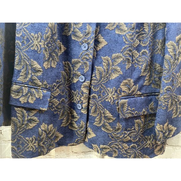 Denim & Co Tapestry Blazer Jacket Plus Sz 1X Longline Purple Gold Floral Classy - Picture 4 of 11
